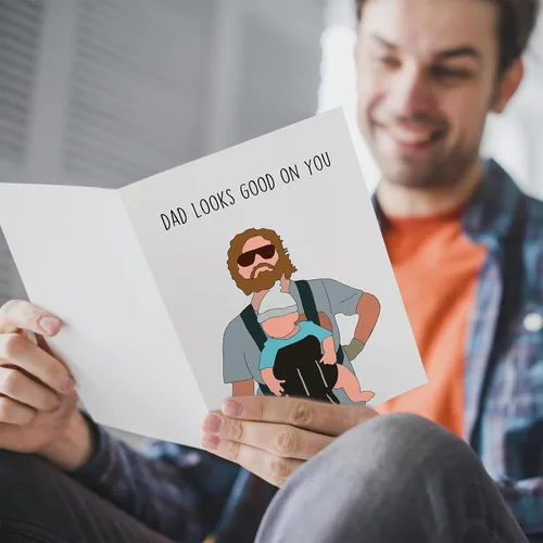 Miniatura 8 de Qiliji Tarjeta de felicitación para papá, regalo de primer cumpleaños para papá, tarjetas del primer día del padre, papá se ve bien en ti