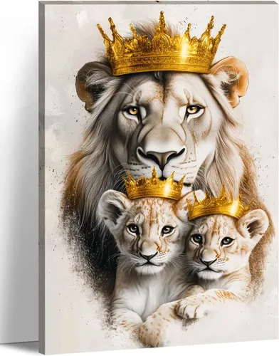 Miniatura 12 de LYUNSHUO Lienzo decorativo para pared, diseño de león y leona, animales en blanco y negro, imágenes de pareja, pintura abstracta de vida silvestre