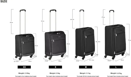 Miniatura 7 de Tienda Basics Maleta de equipaje giratoria de mano Softside con ruedas, Negro, Juego de 3 piezas (21"25"30")