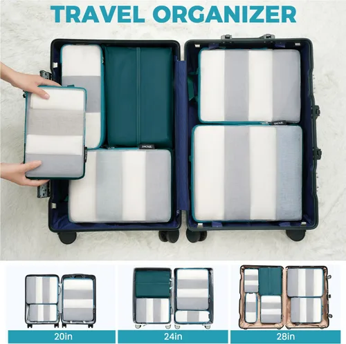 Miniatura 75 de BAGAIL 4 Set/6 Set Ultraligero Compresión Embalaje Cubos Organizador de Embalaje para Accesorios de Viaje Equipaje Maleta Mochila