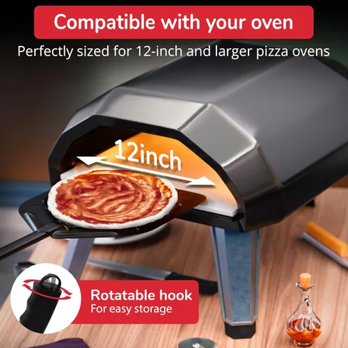 Miniatura 6 de Senwosa Pela de pizza antiadherente de 12 pulgadas, excelente deslizamiento y fácil limpieza, base de metal perforada con revestimiento cerámico