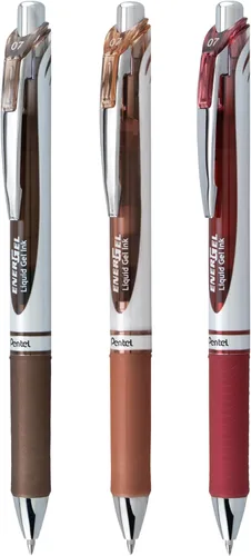Miniatura 2 de Pentel EnerGel RTX - Bolígrafo retráctil de gel líquido, Cambio de Tono, 0.7mm, Tinta Sépia, Marrón y Borgoña, Paquete de 3 Bolígrafos (BL77CHABP3M)