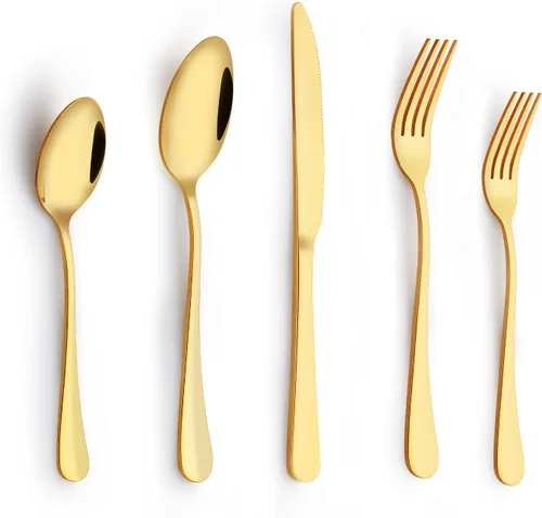 Miniatura 10 de Juego de 12 cucharas y tenedores, cubiertos de acero inoxidable de grado alimenticio, 6 tenedores (6.8 pulgadas) y 6 cucharas (6.6 pulgadas), juego