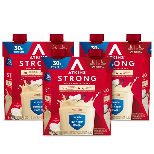 Miniatura 14 de Atkins - Batido Fuerte de Alta Proteína, Sabor Café Laté, 30g de Proteína, 7g de Fibra Prebiótica, Apoyo para la Salud Muscular y del Intestino