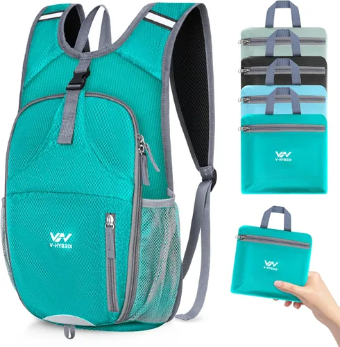 Miniatura 12 de Mochila de senderismo plegable de 15 L, ligera, plegable, impermeable, lavable a máquina, con correa para el pecho, paquete plegable pequeño