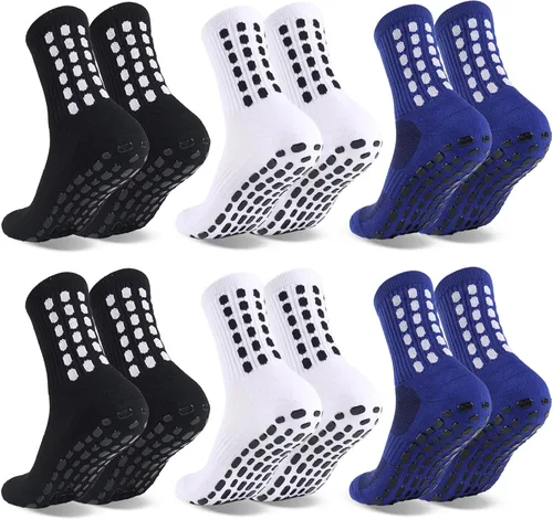 6 Pairs Grip Soccer Socks Colorful Non Slip Sports Football Basketball Hospital Yoga Socks for Men Women