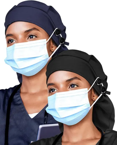 Miniatura 16 de Gorro de trabajo forrado de satén con botón para mujeres de cabello largo