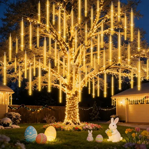 Miniatura 11 de EAGWELL Luces de Lluvia de Meteoros de Navidad, 20 en 20 Tubos Luces de Lluvia en Cascada con Cambio Automático con 12 Modos, Decoración Navideña