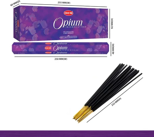 Miniatura 2 de Hem Varillas de incienso de opio (120 varillas, 6 cajas en el interior), 9 pulgadas de largo, 0.71 onzas por caja, perfectas para meditación