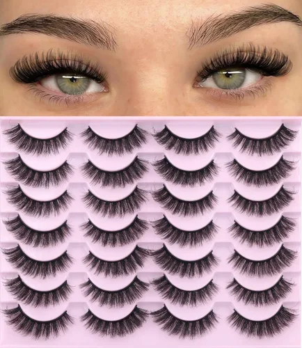 Miniatura 21 de Pestañas Postizas de Aspecto Natural Pestañas de Visón Sintético Wispy Pestañas de Ojo de Zorro que Parecen Extensiones Pestañas de Visón 3D