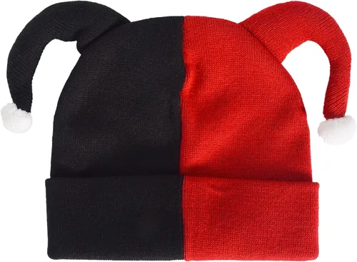 Miniatura 3 de DC Comics Harley Quinn - Gorro de punto de invierno enrollable, rojo, talla única, Rojo