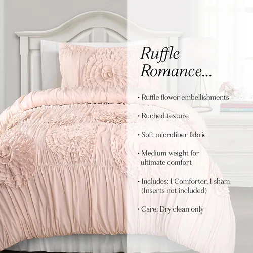 Miniatura 6 de Lush Decor Serena Juego de Edredón, Juego de 2 Piezas, Twin XL, Rosa Pálido - Juego de Ropa de Cama Rosa Twin XL - Lindo Edredón Tamaño Twin XL