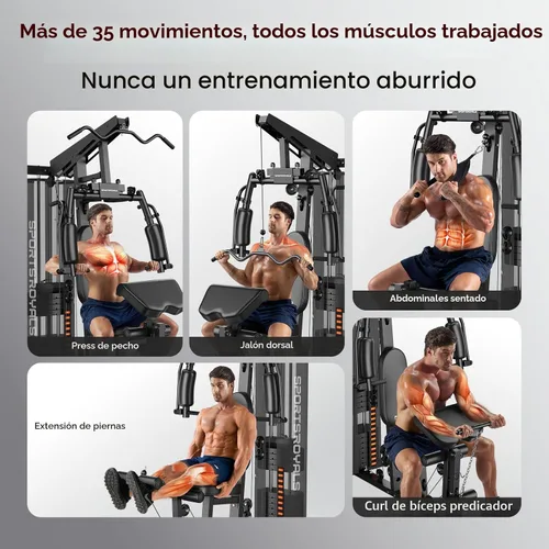 Miniatura 5 de Sportsroyals Home Gym, Multifunctional Gym Equipment, Workout Equipment with 150LBS Weight Stack, for Leg Press, LAT Pull Down, Chest Presses