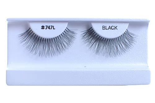 Miniatura 7 de 100 pares de pestañas postizas 100% cabello humano negro natural #747S Negro-747S