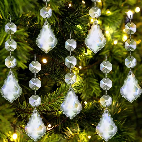 Miniatura 13 de Jishi 30 piezas de adornos de copo de nieve de cristal para decoración de árbol de Navidad, adornos de copo de nieve de acrílico transparente