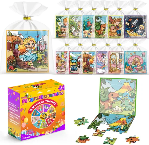 Paquete de 12 recuerdos de fiesta de Pascua para niños, libros de rompecabezas magnéticos a granel para niños pequeños de 3 a 5 años y niños de 4 a