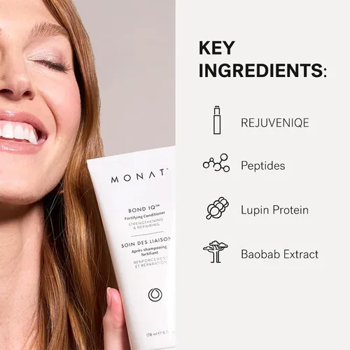 Miniatura 5 de MONAT BOND IQ Acondicionador Fortificante – Fórmula fortalecedora y reparadora para un cabello más suave y terso – Restaura la resistencia, reduce