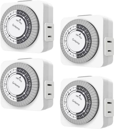 Miniatura 11 de G-Homa Temporizadores para Tomas Eléctricas, Temporizador Mecánico Enchufable para Interiores de 24 Horas, Intervalos de 30 Minutos, Ciclo Diario