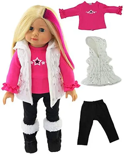 Miniatura 6 de American Fashion World Vestido de seda amarillo con oso para muñecas de 18 pulgadas Calidad premium y diseño moderno Ropa de muñecas Moda