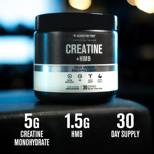 Miniatura 4 de Jacked Factory Suplemento en polvo de creatina HMB con monohidrato de creatina y HMB para hombres y mujeres para el crecimiento muscular, mayor