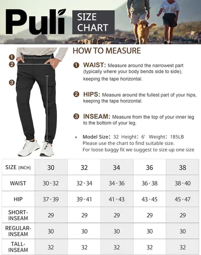 Miniatura 6 de PULI Pantalones cargo de senderismo para hombre, ajustados, elásticos, impermeables, con bolsillos