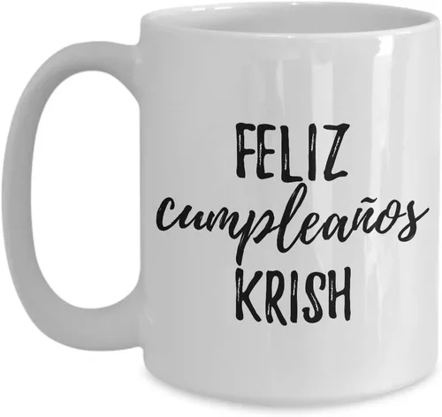 Miniatura 9 de Feliz Cumpleanos Krish Mug Spanish Happy Birthday Personalized Name Gift Coffee Tea Cup 11 oz