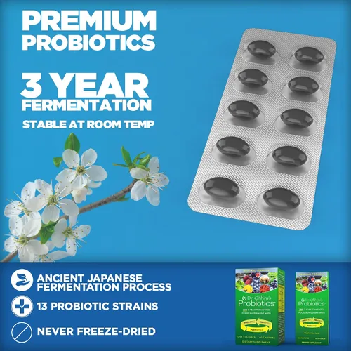 Miniatura 3 de Dr. Ohhira's Probiotics, fórmula original, 60 cápsulas con paquete de viaje de 10 cápsulas, 13 cepas probióticas con prebióticos y postbióticos