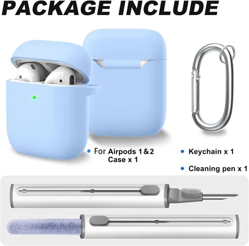Miniatura 2 de Funda Protectora para AirPods 1/2, viene con kit de limpieza, funda protectora de silicona suave con hebilla, compatible con estuche de carga