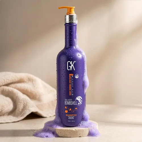 Miniatura 8 de GK HAIR Champú plateado con vitamina B5, 24 onzas, elimina los tonos amarillos y naranjas de cabello rubio, gris y plateado Champú tonificante