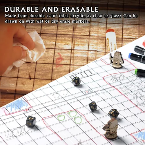 Miniatura 5 de CZYY Juego de 2 alfombrillas de juego acrílicas de 1 pulgada, cuadrícula cuadrada, tablero de mapa de batalla de 6 x 8 pulgadas, transparente