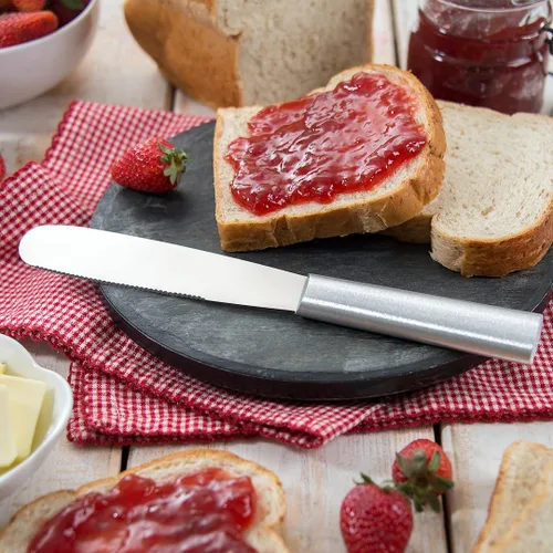 Miniatura 3 de Rada Cubertería Super Spreader - Cuchillo para esparcir hecho de acero inoxidable con mango de aluminio cepillado fabricado en Estados Unidos