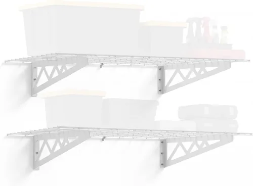 Estante de pared SafeRacks, para garaje, 2 unidades, 45.72 x 121.92 cm, con ganchos para bicicleta Blanco