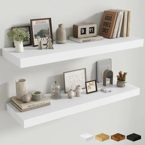 Miniatura 39 de Estantes flotantes de 48 pulgadas para pared, estante de chimenea de 10 pulgadas de profundidad, estantes flotantes de madera para pared, estantes