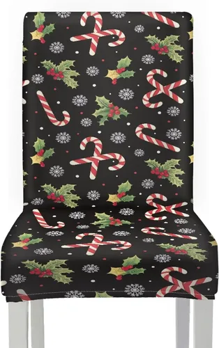 Miniatura 2 de HUGS IDEA Juego de 4 fundas para sillas de comedor de Navidad, fundas elásticas para sillas de cocina, fundas elásticas para sillas de comedor