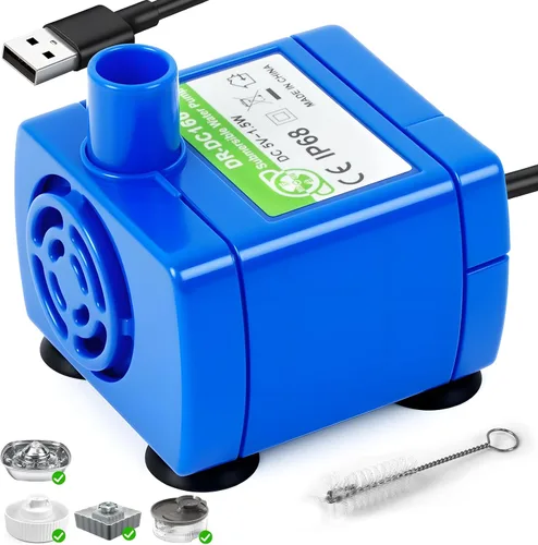 Bomba de fuente de agua para gatos de repuesto (sin LED y con cepillo), motor sumergible IP68 DR-DC 160 bomba de agua sumergible para acero Bomba de