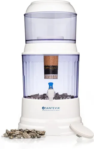 Santevia Filtro de sistema de agua por gravedad | Filtro de agua en casa que hace que el agua sea alcalina y agrega minerales | Filtro de cloro y