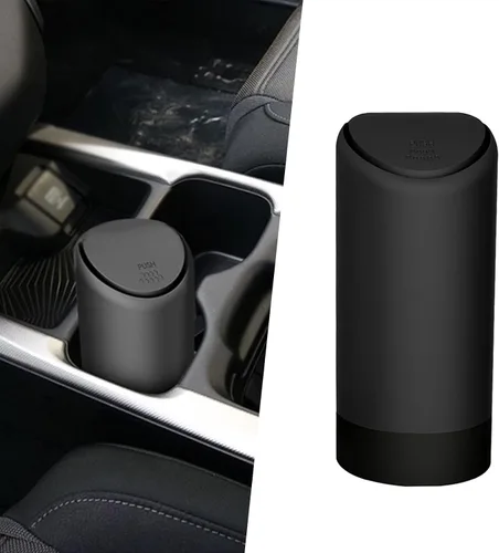 Paquete de 1 bote de basura para automóvil con tapa, 2.5 x 6.2 pulgadas, de silicona, portátil, impermeable, pequeño, tipo taza, cubo de basura