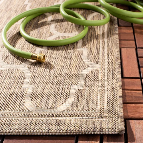 Miniatura 3 de SAFAVIEH Courtyard Collection - Alfombra decorativa de 4 x 5 pies 7 pulgadas, amarillo y beige, no desprende pelusa y de fácil cuidado