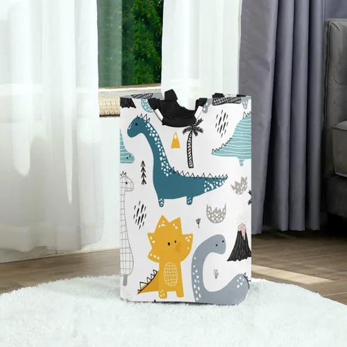 Miniatura 4 de senya Cesta de almacenamiento grande con asas, organizador plegable para ropa de guardería, juguetes, estilo dinosaurio escandinavo Multi 3