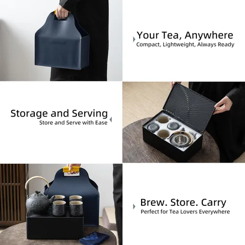 Miniatura 4 de TEANAGOO Juego de té japonés, juegos de té chino, tazas de té japonés de porcelana, juego de té chino de gongfu, juego de té asiático para adultos