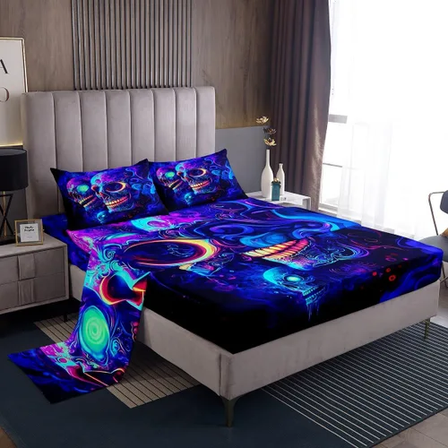 Miniatura 11 de jejeloiu Cow Skull Bed Sheets Set Twin Size Kids Longhorn Skull 3 Pieces Sheet with 16 Inch Deep Pockets for Boys Girls Teens Western Desert Bedding
