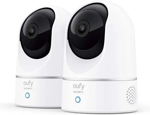 eufy Security - Cámara Pan & Tilt de interiores de 2K. Kit de 2 cámaras, Plug-in de seguridad, cámara interior con Wi-Fi, cámara IP, inteligencia