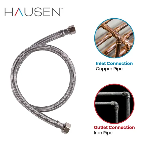 Miniatura 6 de Hausen Conector de grifo de acero inoxidable de 30 pulgadas 3/8 pulgadas C x 1/2 pulgadas FIP, línea de suministro de grifo, paquete de 2