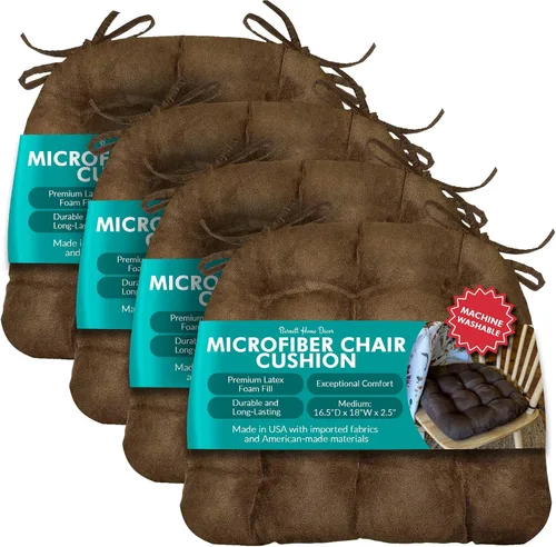 Miniatura 43 de Barnett Almohadilla para silla de comedor con lazos. Gamuza microfibra, microgamuza, reversible, relleno de espuma de látex, se puede lavar a Negro