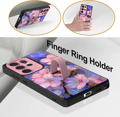 Miniatura 4 de Funda magnética compatible con Samsung Galaxy S25 Ultra para mujeres y hombres, estética flor de durazno, correa de muñeca ajustable incorporada