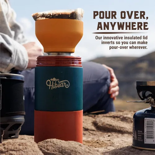 Miniatura 5 de HIBEAR Frasco de Aventura Todo el Día de 32 oz - Como se Vio en Shark Tank - La Multiherramienta Aislada de Botellas de Bebidas - Vertido Artesanal