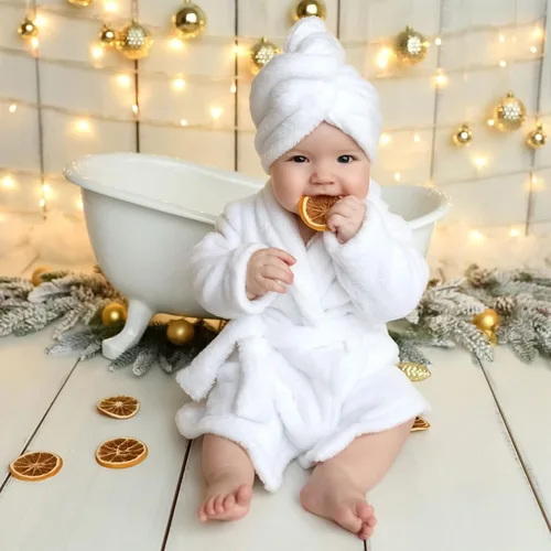 Miniatura 8 de M&G House Accesorios de fotografía para recién nacidos, trajes de baño para sesión de fotos de bebé, bata de baño para niña, 04 Blanco (6-13 Meses)