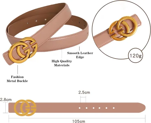 Miniatura 329 de Cinturón de cuero clásico con hebilla de metal para mujer con vestido de jeans
