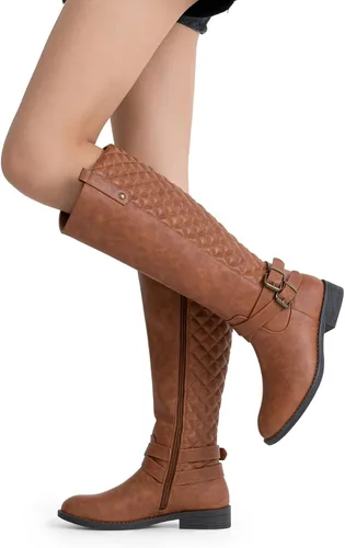 Miniatura 9 de Vepose - Botas de equitación 49 para mujer, botas altas hasta la rodilla, botas de pantorrilla con hebilla