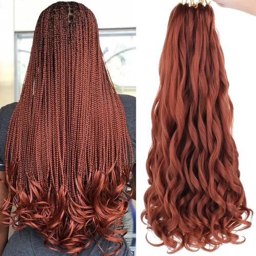 Miniatura 15 de COOKOO 9 paquetes de cabello rizado francés trenzado de 18 pulgadas, suave y flexible, cabello trenzado de alta calidad, rizos franceses, extensión